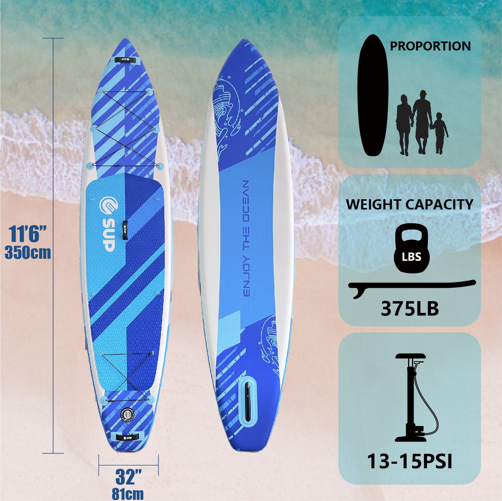 Blue and white - inflatable pulp board