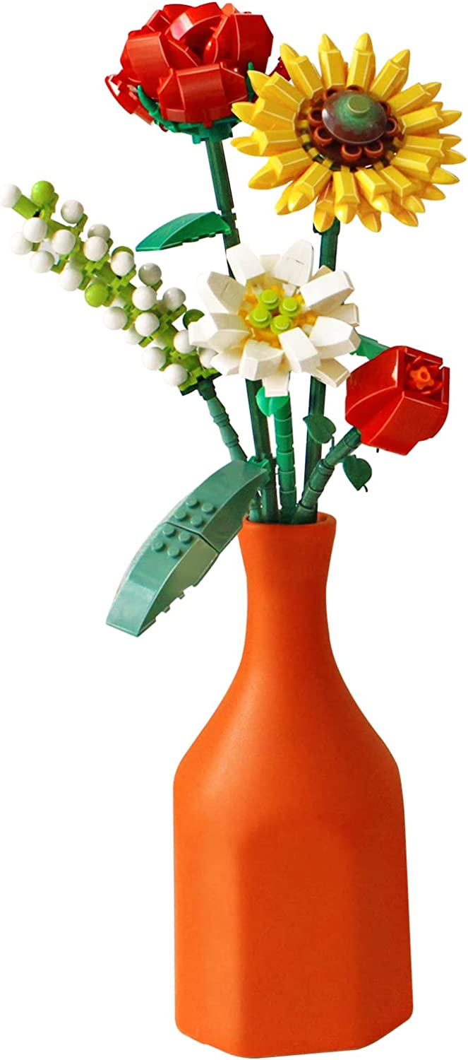 LOZ Artificial Bouquet Building Block Set, Unique DIY Furniture Decoration, 456 Piece Plant Collection for Birthday, Wedding, Valentine's Day, (Lily/Gardenia/Hydrangea/Camellia)
