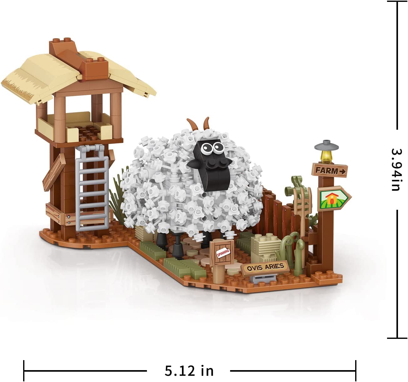 LOZ Valais Blacknose Farm Building Kit, Valais Blacknose Animal Display Set Unique Farm Decorating Ideas, Creative Building Projects (561 Pieces)