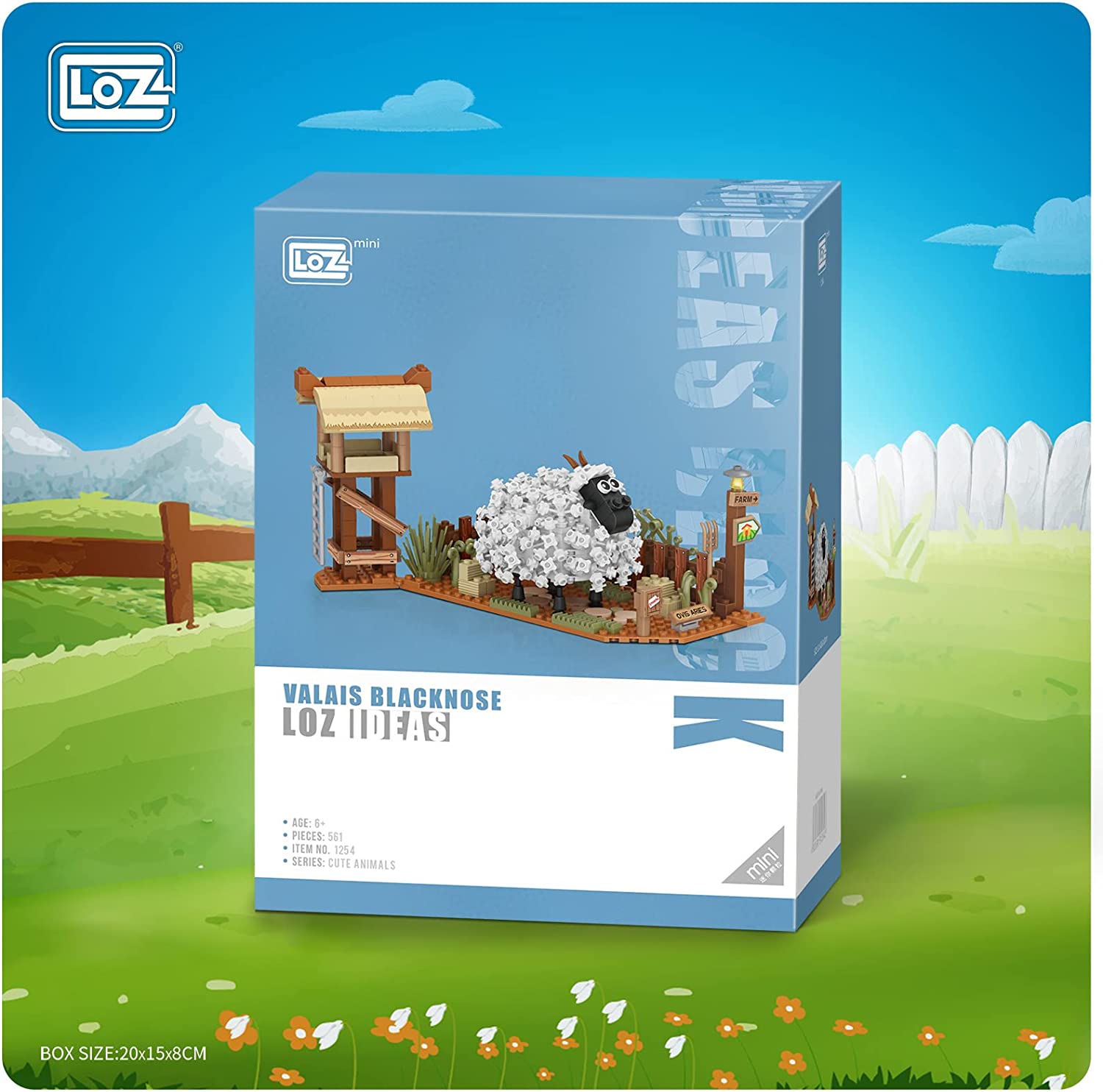 LOZ Valais Blacknose Farm Building Kit, Valais Blacknose Animal Display Set Unique Farm Decorating Ideas, Creative Building Projects (561 Pieces)