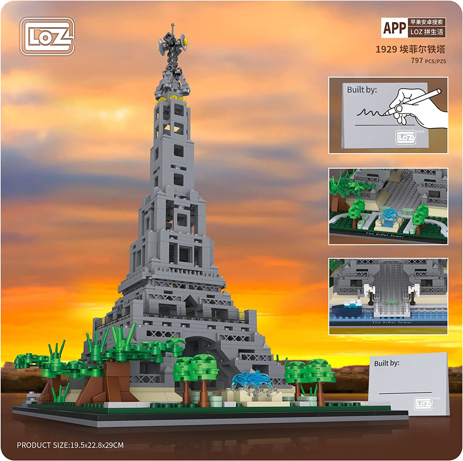 LOZ Micro Mini Blocks Eiffel Tower Building and Architecture Model Set,797 Piece Mini Bricks Toy,Famous Architecture Toys Gifts for Kid and Adult