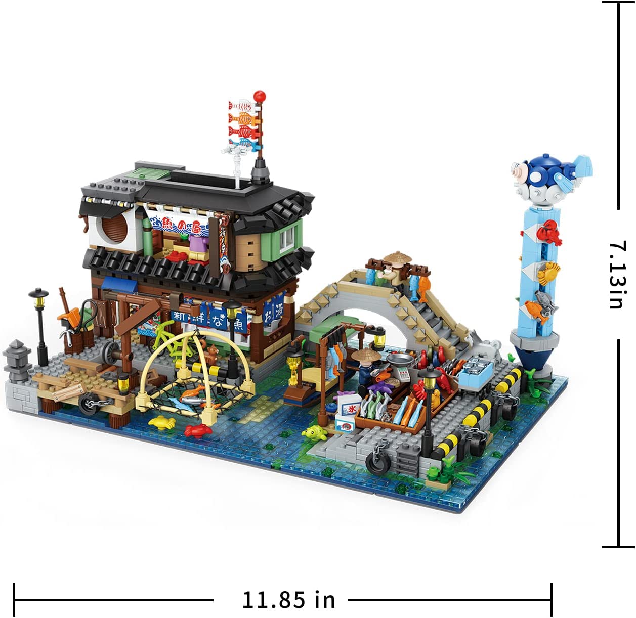 LOZ Japanese Fish Stall Building Blocks Kit for Kids Young People and Couple. Creative Building Blocks (2249 pcs)
