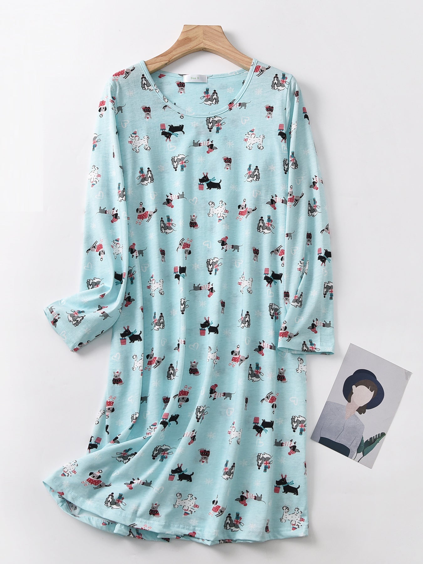 Fat and lengthened long-sleeved nightdress