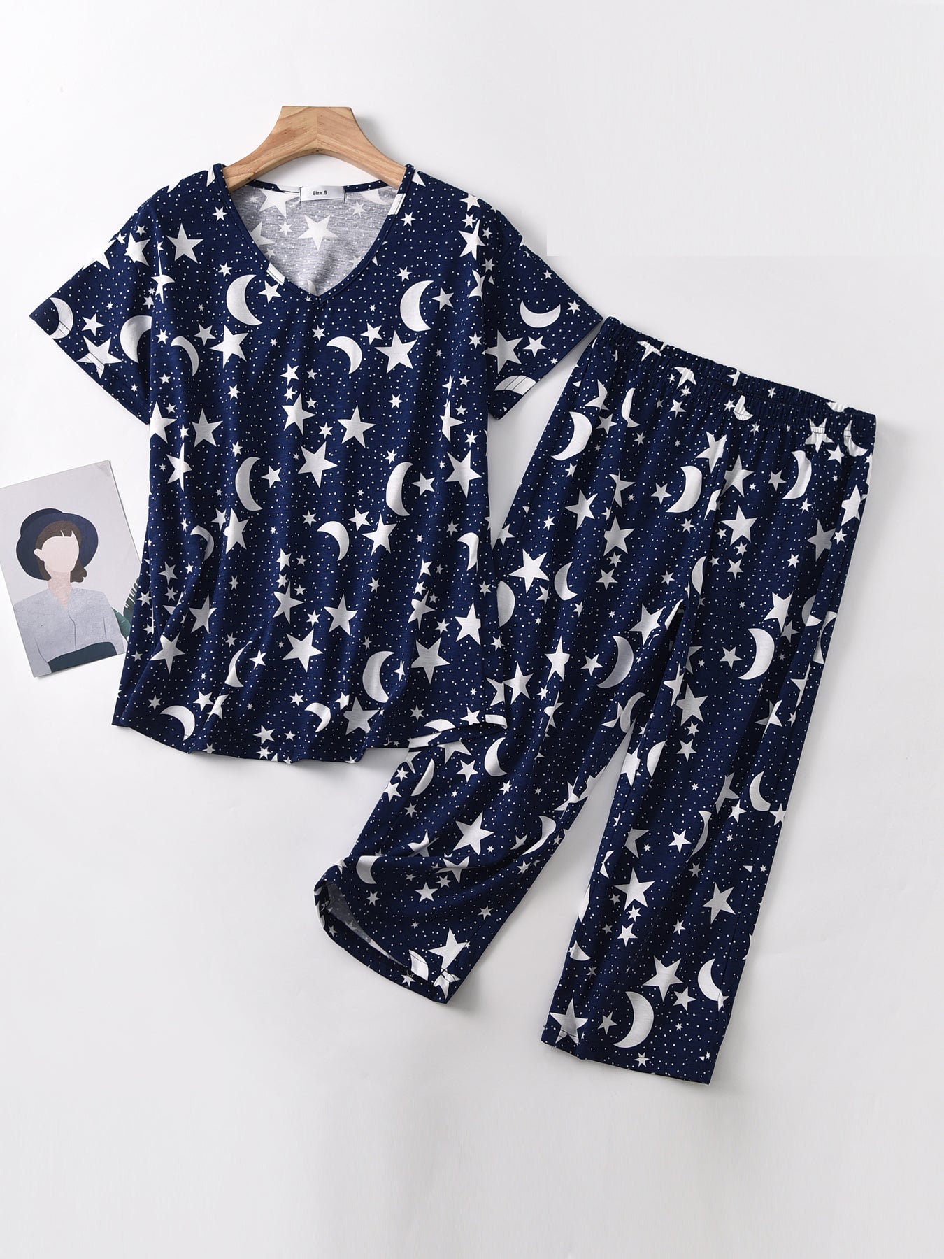 Short sleeve cropped pants set pyjamas