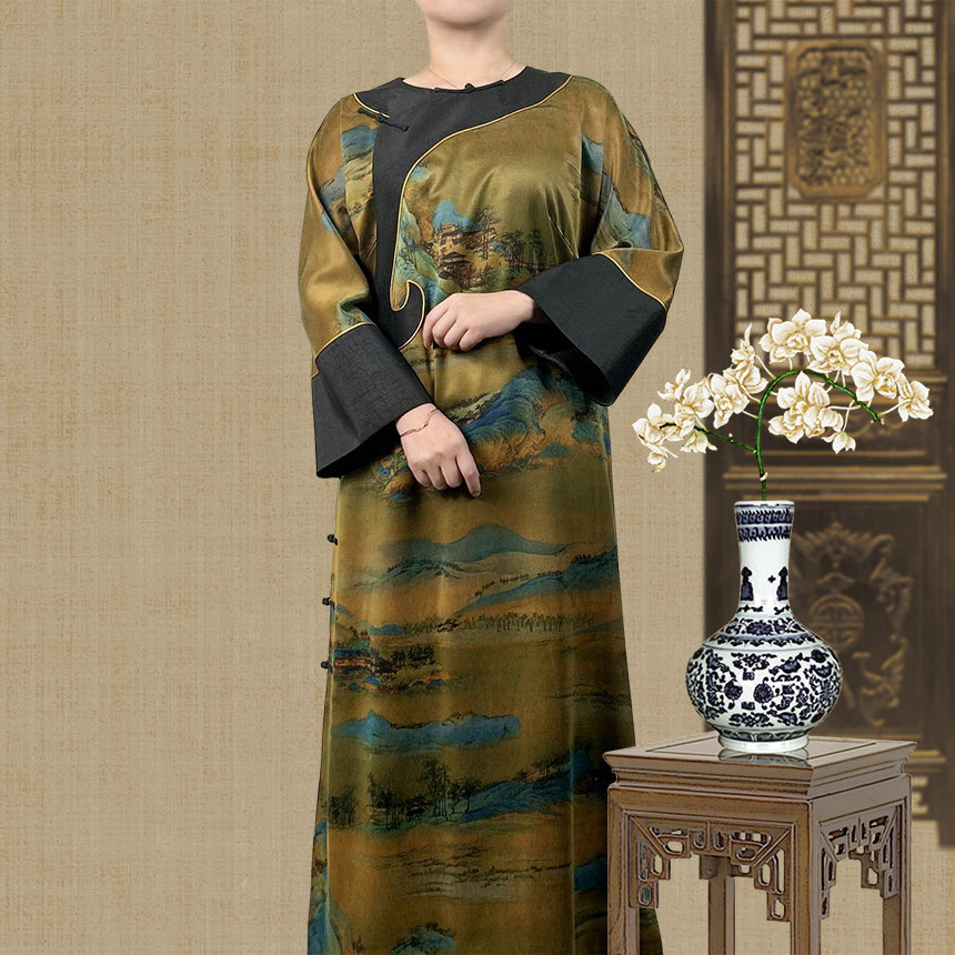 Fang Lu national style fragrant cloud yarn ruyi robe