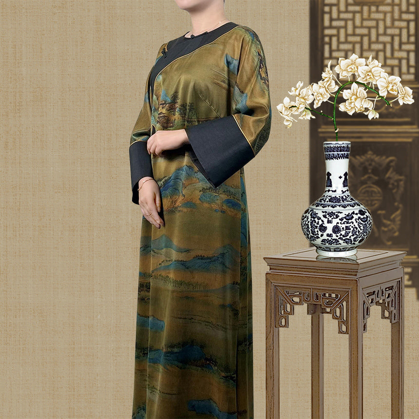 Fang Lu national style fragrant cloud yarn ruyi robe
