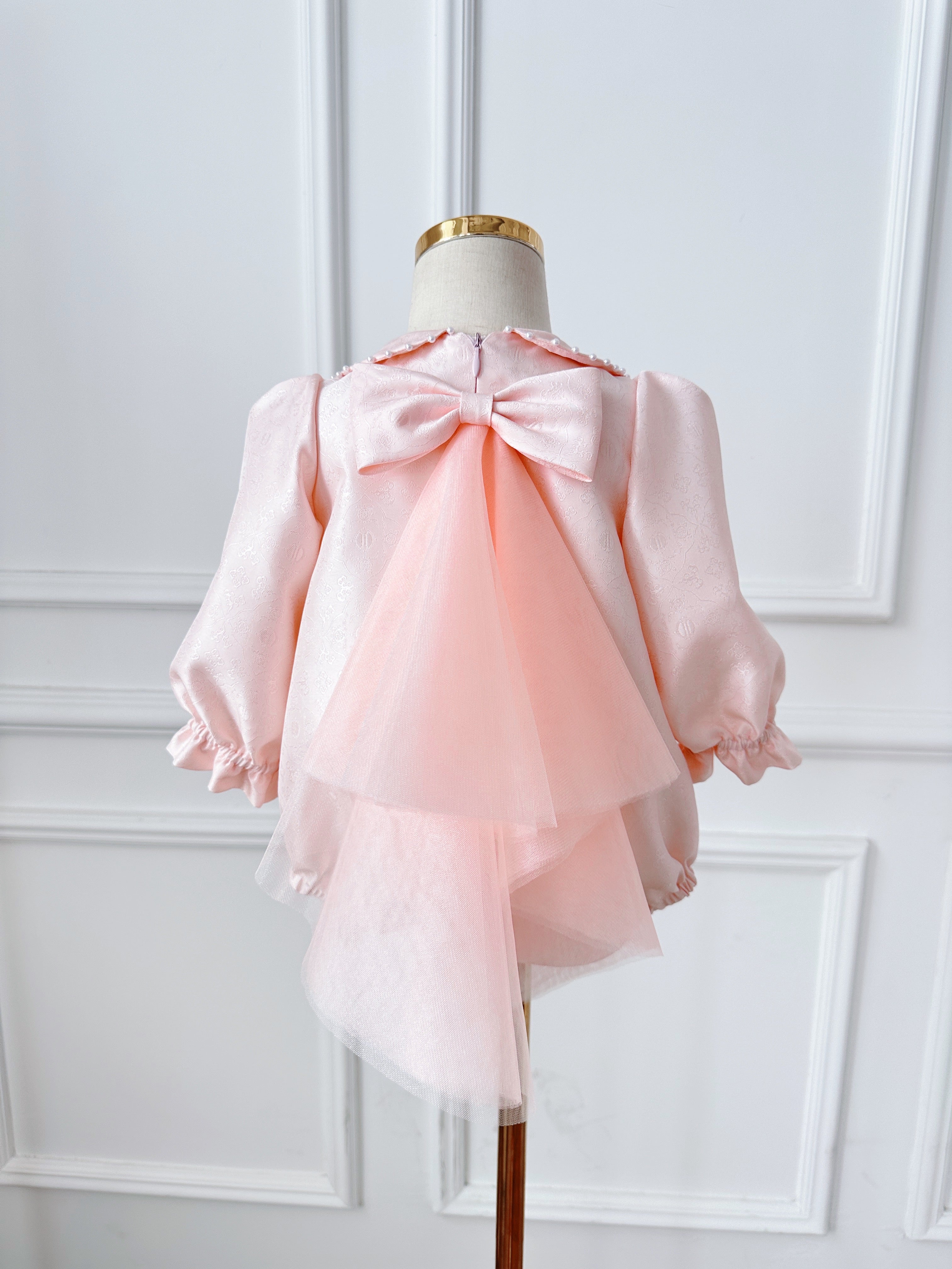 Pink jacquard wrap fart dress skirt