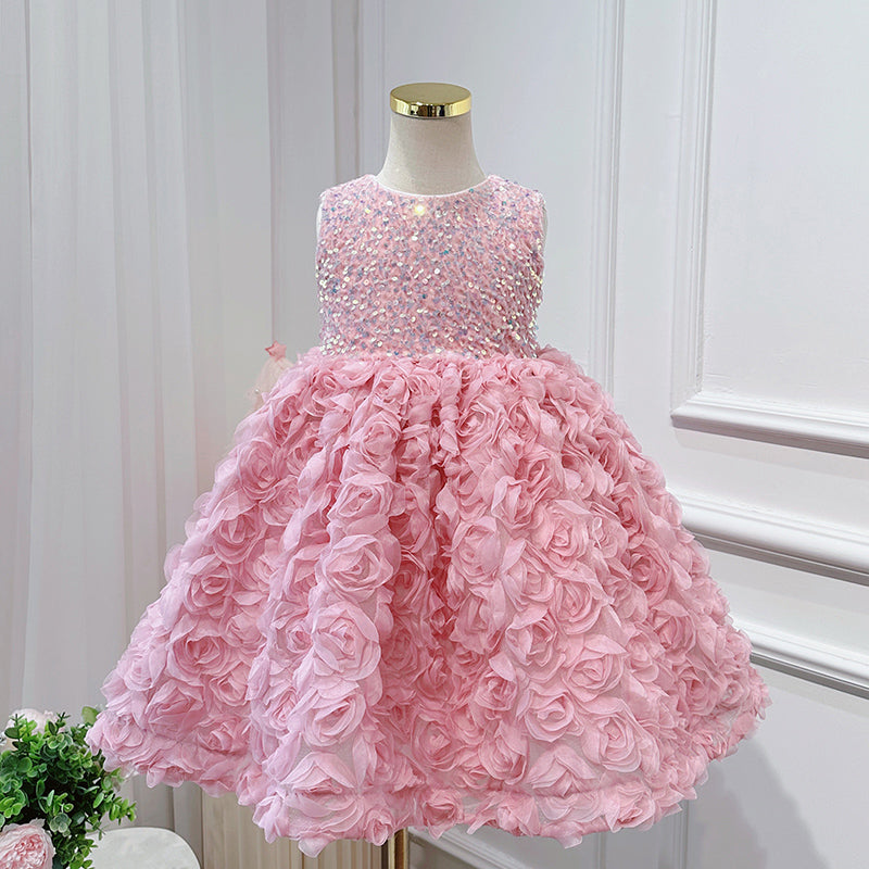 Velvet sequined rose dress dress