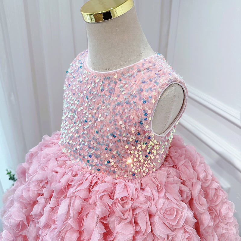 Velvet sequined rose dress dress