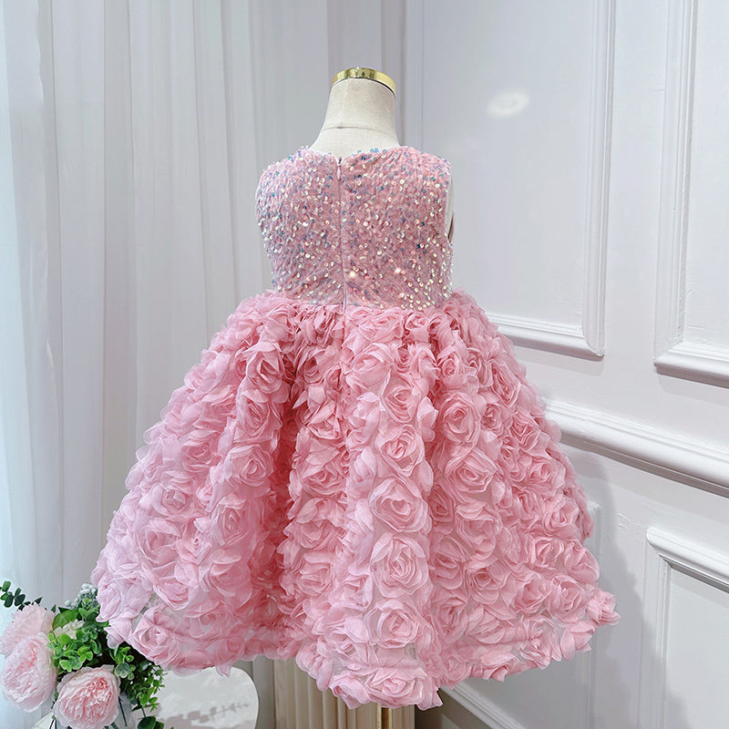 Velvet sequined rose dress dress