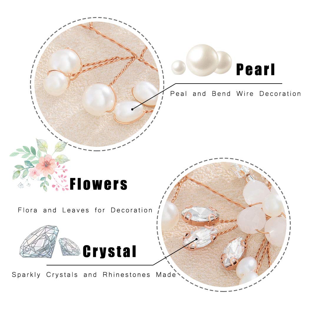 Wedding Crystal Flower Hair Vine Bridal Headpiece Headbands Wedding Hair Accessories for Brides (Silver)