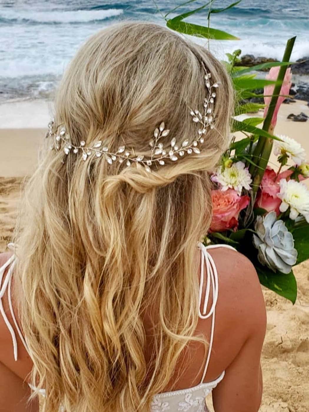 Bride Wedding Rhinestone Hair Vine Bridal Silver Hair Piece Crystal Headband Hair Accessories for Women and Girls