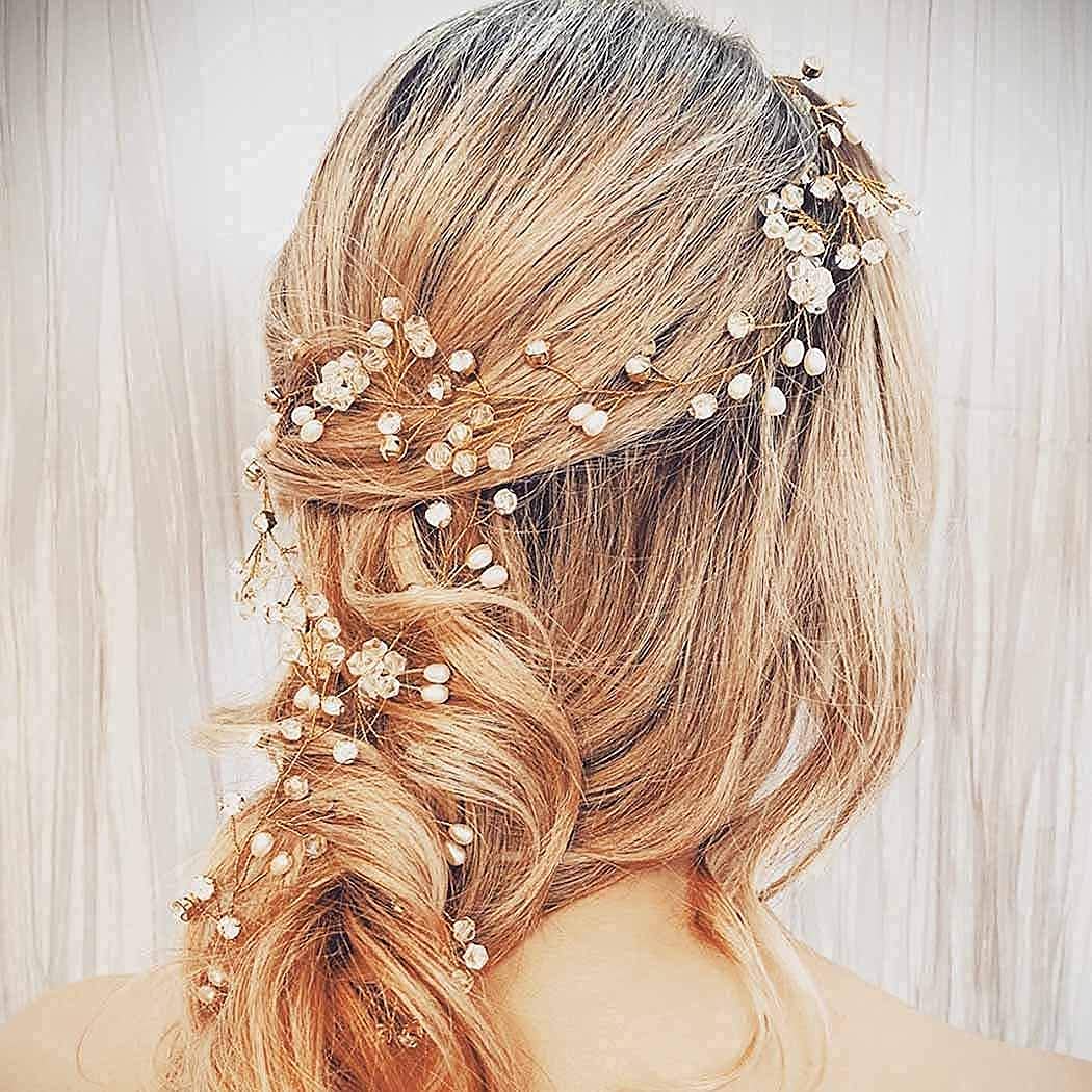 Wedding Hair Vine Silver Long Bridal Headband Hair Accessories for Bride and Bridesmaid (100cm / 39.3inches)