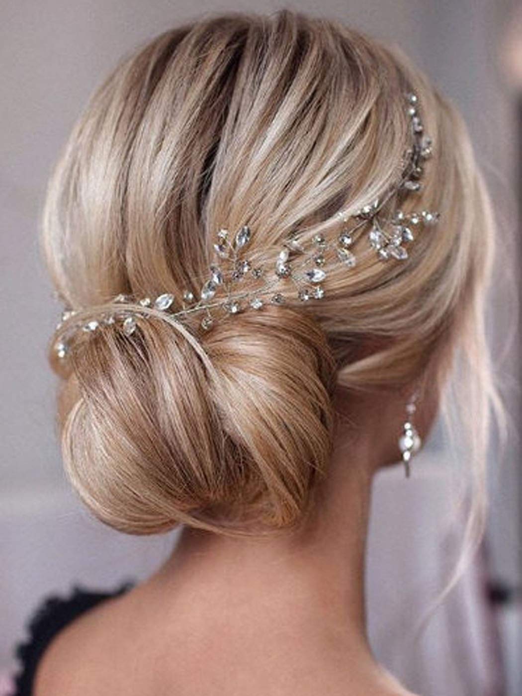 Bride Wedding Rhinestone Hair Vine Bridal Silver Hair Piece Crystal Headband Hair Accessories for Women and Girls