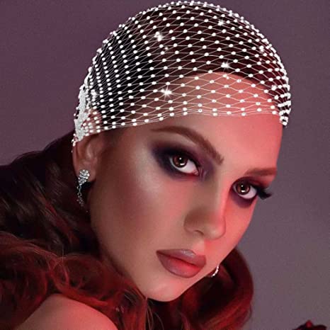 Mesh Rhinestone Headbands Black Glitter Wide Hairbands Elastic Turban Kerchiefs Crystal Nightclub Headscarfs