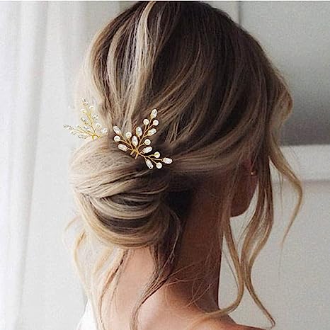 Bridal Hair Pins Flower Bride Headpieces Pearls Hair Clips Crystal Wedding Hair Accessories for Brides and Bride