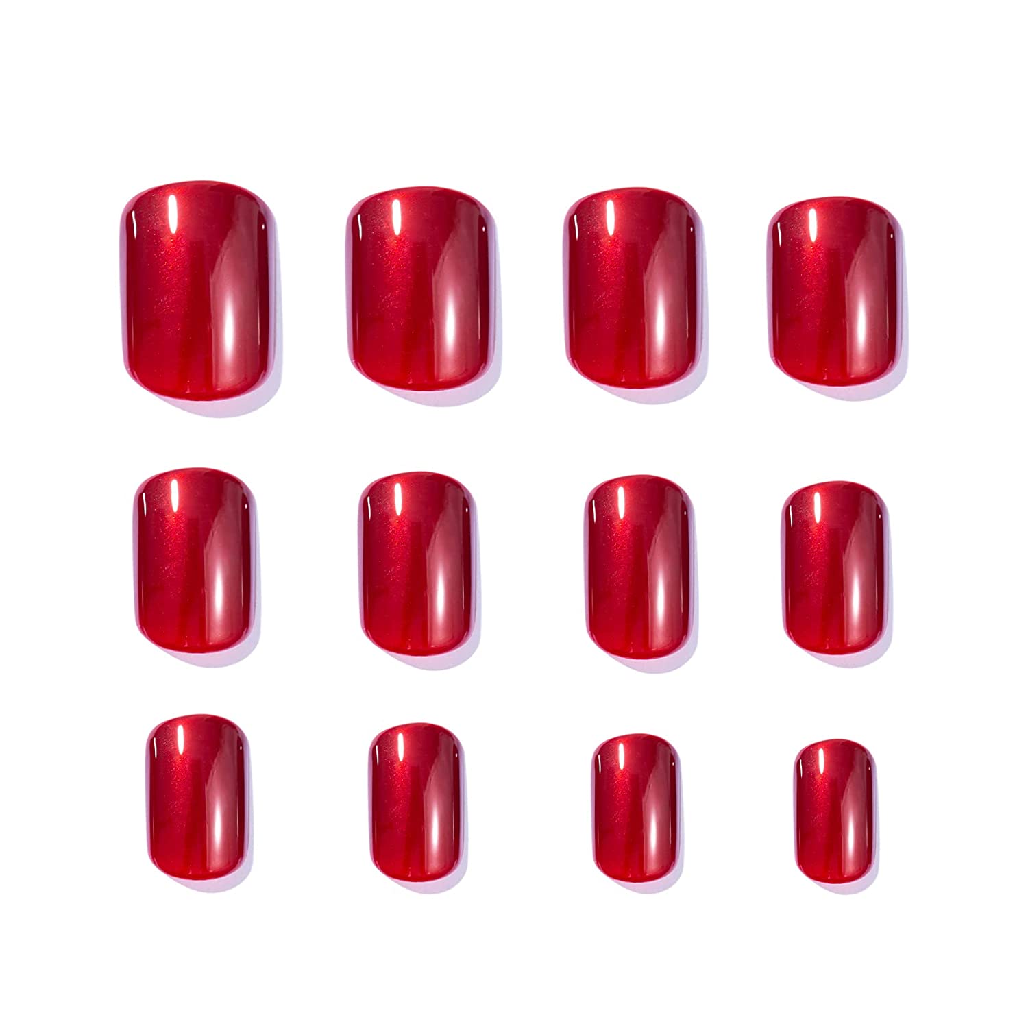 Press On Nails Short French Nails Kit Acrylic Set With Gel Finish Fake Nails For Women Solid Color 24pcs (DARKRED) 24 pcs