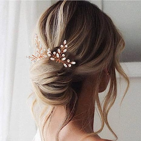 Bridal Hair Pins Flower Bride Headpieces Pearls Hair Clips Crystal Wedding Hair Accessories for Brides and Bride