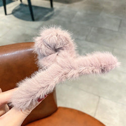 Fashion Plush Hair Claw Clips Korean Pure Color Fur Hair Claw Back Head Shark Clip Korea Hair Claw