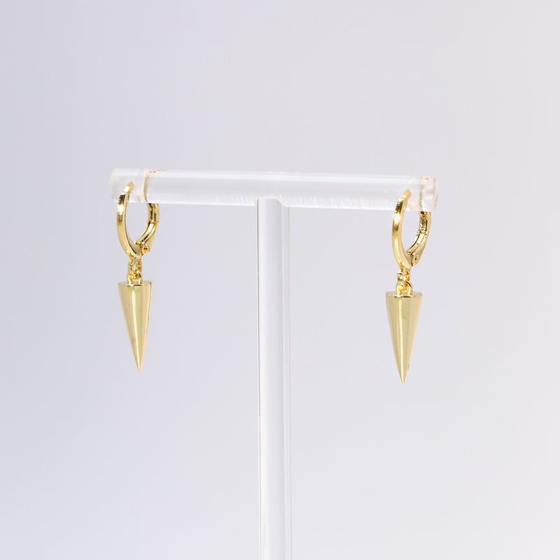 Copper plated 18K gold tapered clasp earrings