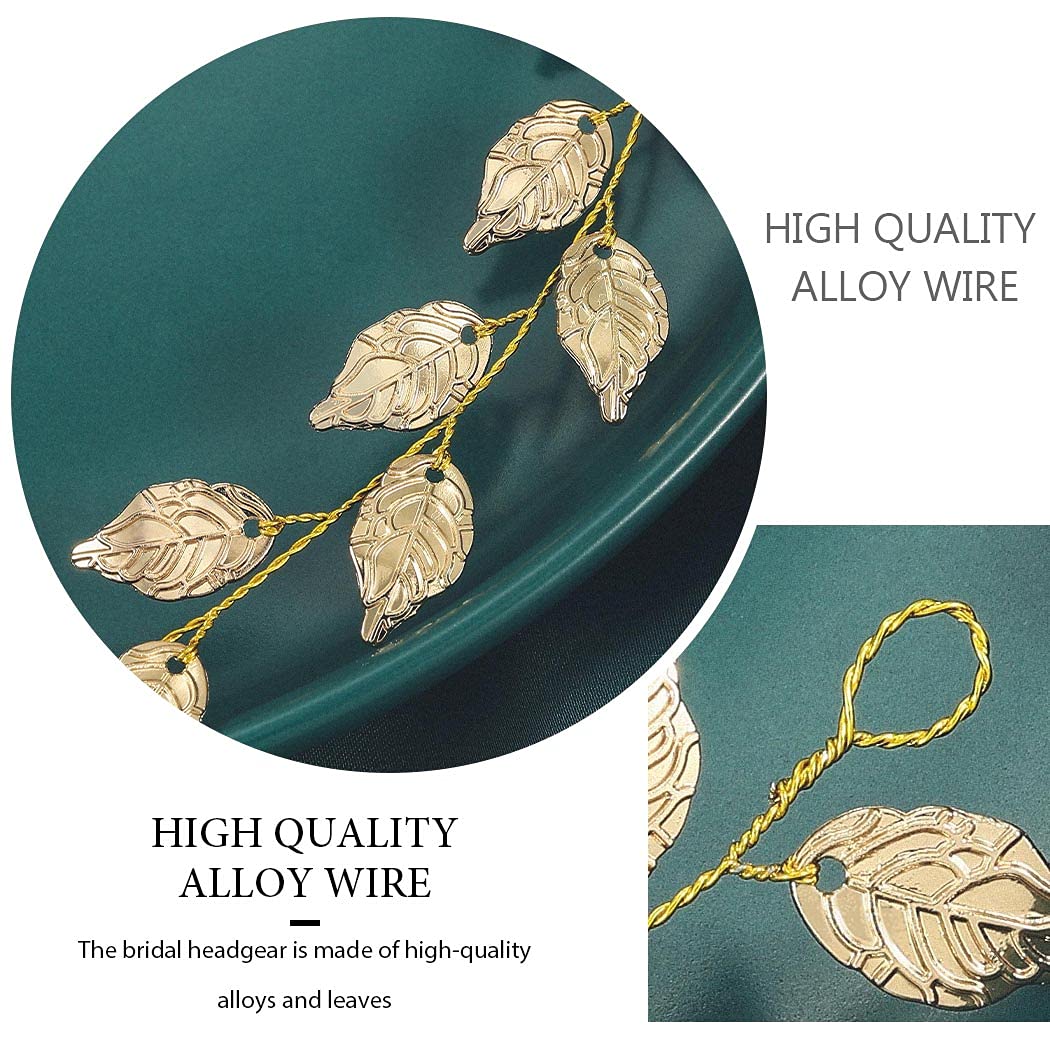 Wedding Headband Gold Leaf Bridal Headpieces for Bridesmaid and Flowergirls (15.7 Inches)