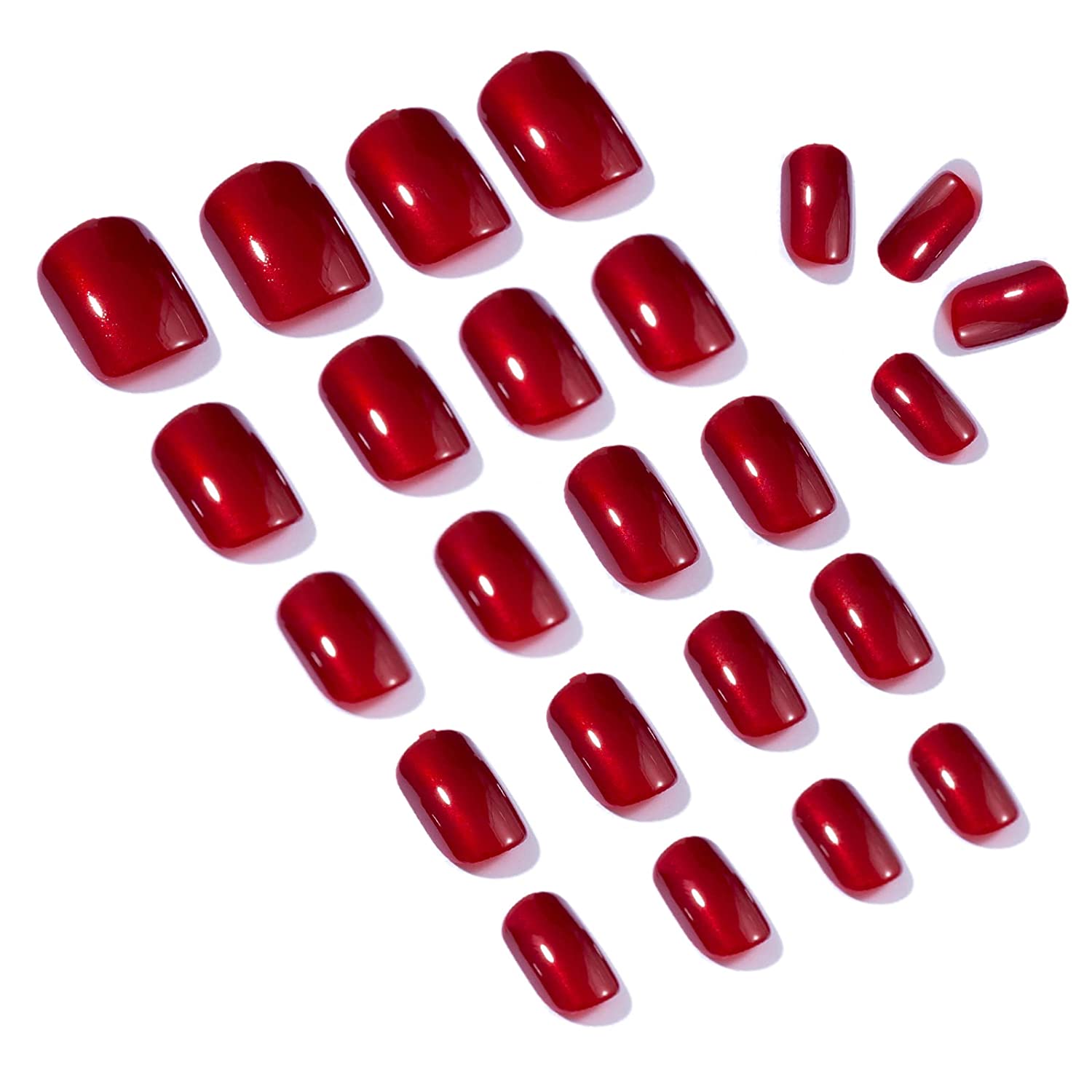 Press On Nails Short French Nails Kit Acrylic Set With Gel Finish Fake Nails For Women Solid Color 24pcs (DARKRED) 24 pcs