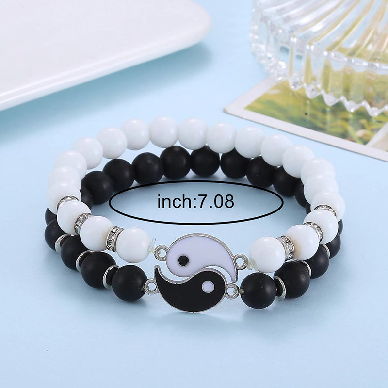 OL Yin-Yang Drop oil black and white couple beaded hand jewelry set