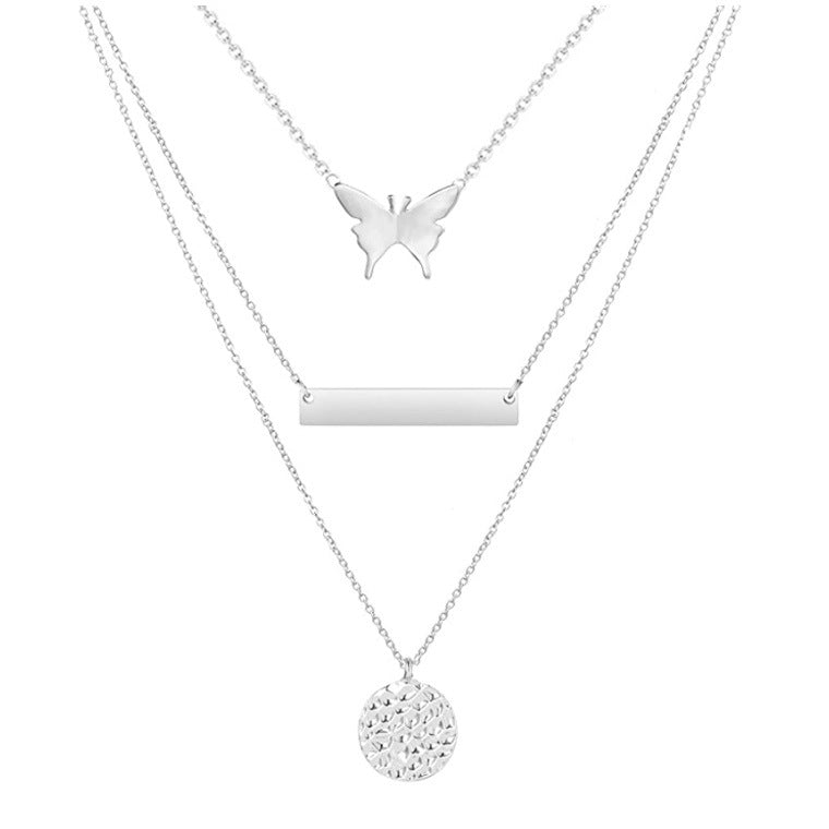 Moduo Choose in 925 Sterling SIlver - Build Your Necklace Butterfly Round Geometric Pendant Necklace Gold