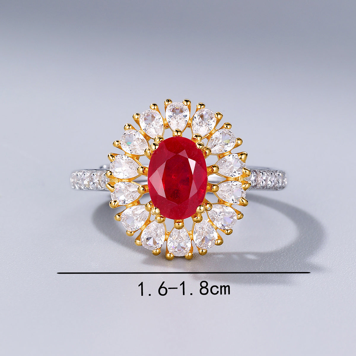 Fashion Temperament Senior Sense Luxury Shiny Passionate Wedding Ring 925 Silver Lnlaid Ruby Flower Ring