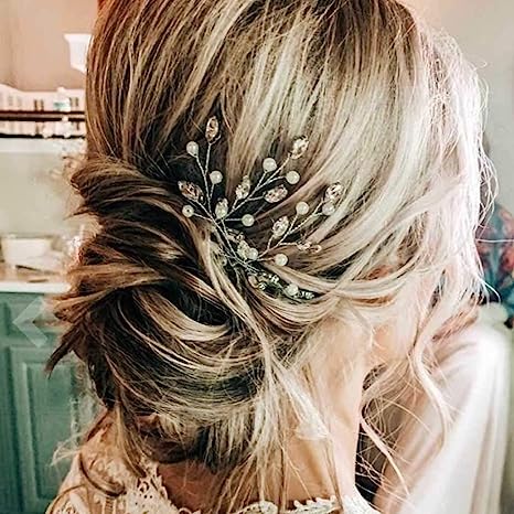 Bridal Hair Pins Flower Bride Headpieces Pearls Hair Clips Crystal Wedding Hair Accessories for Brides and Bride