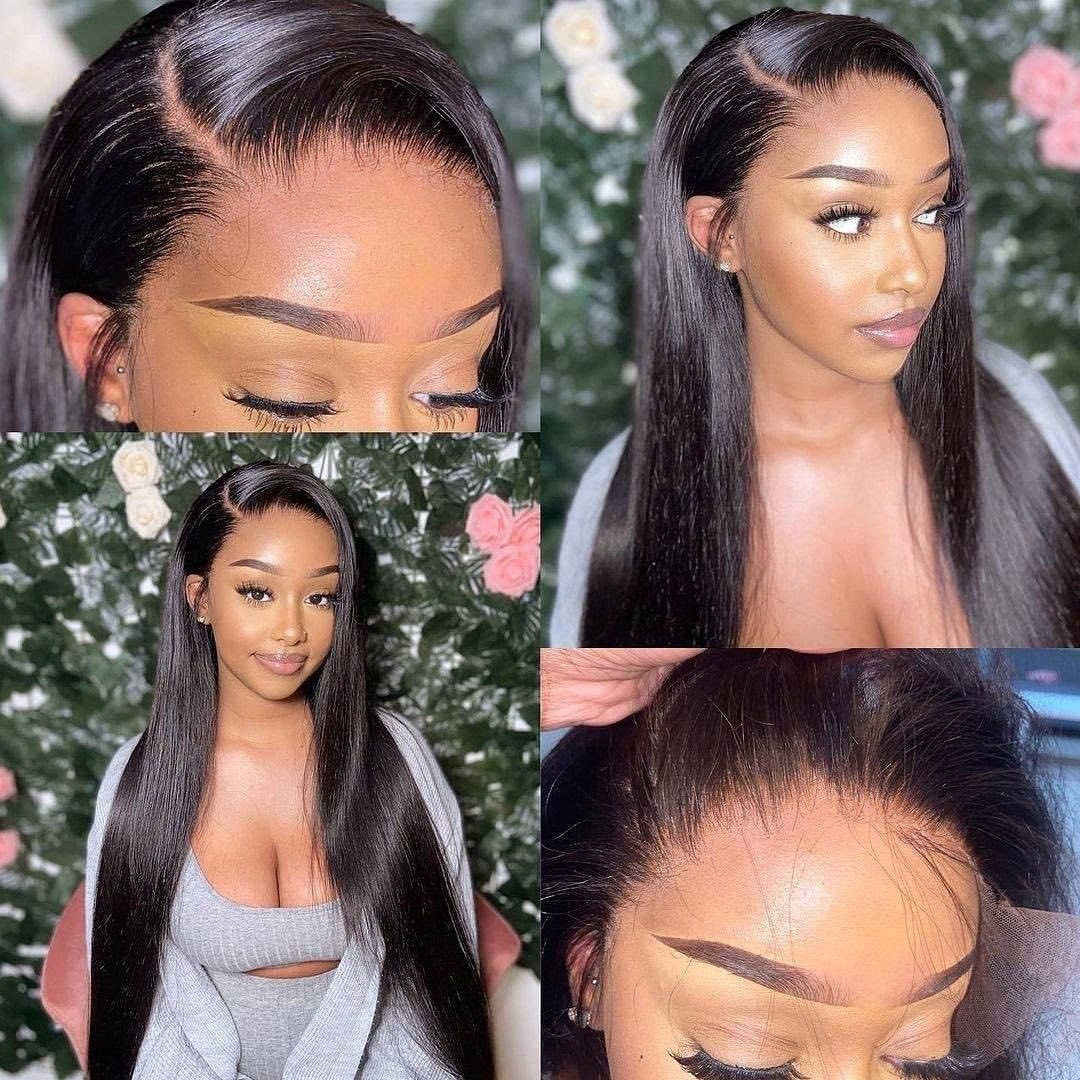Silk Straight 13x4 Lace Frontal Wigs Remy Human Hair Natural