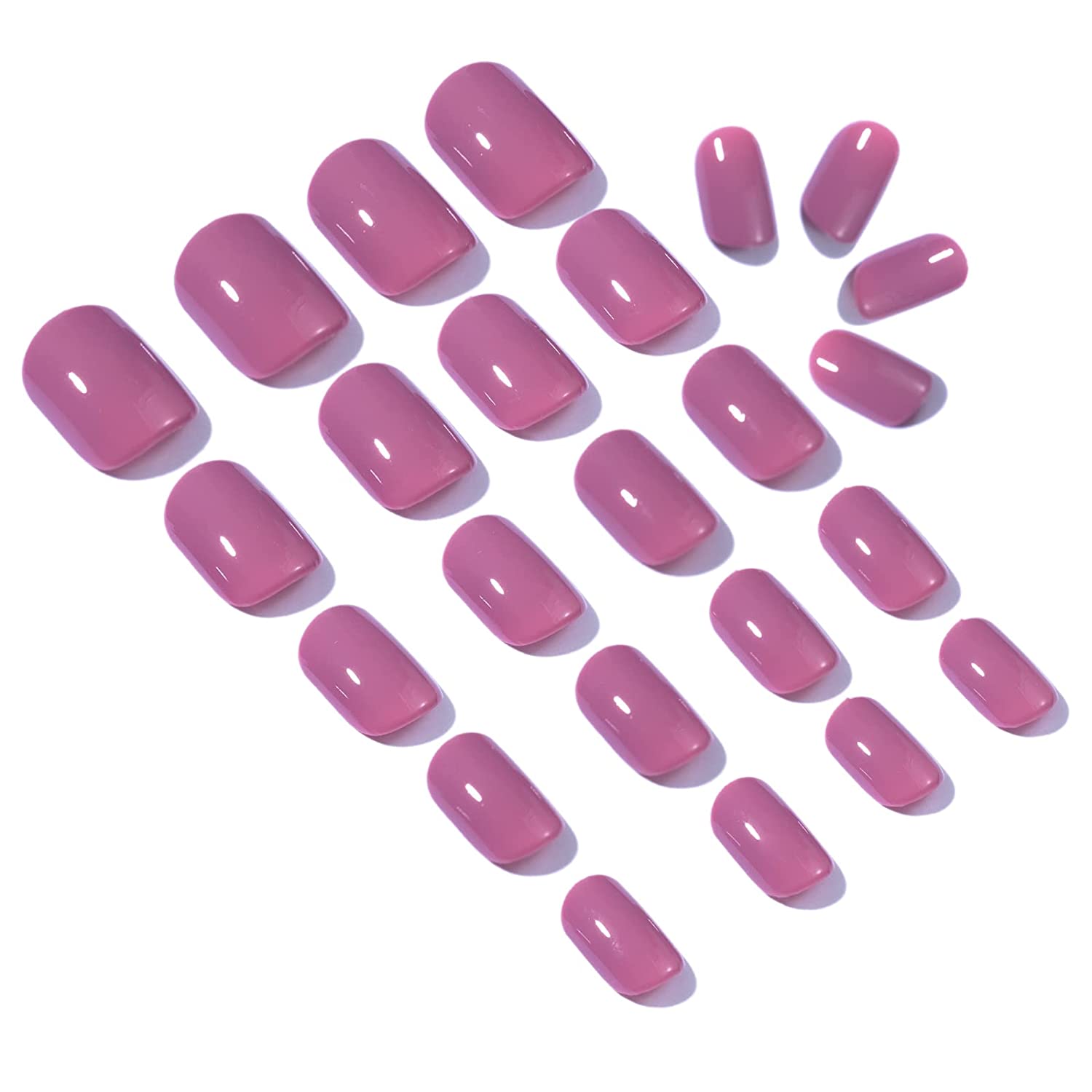 Short Press On Nails Glossy Fake Nails With Gel Finish For Women Solid Color 24pcs (LAVENDER) 24pcs