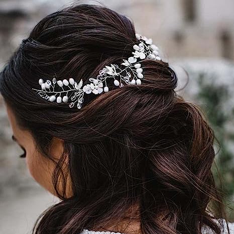 Bride Wedding Hair Vine Pearl Bride Hair Piece Leaf Wedding Headbands Flower Wedding Headpieces