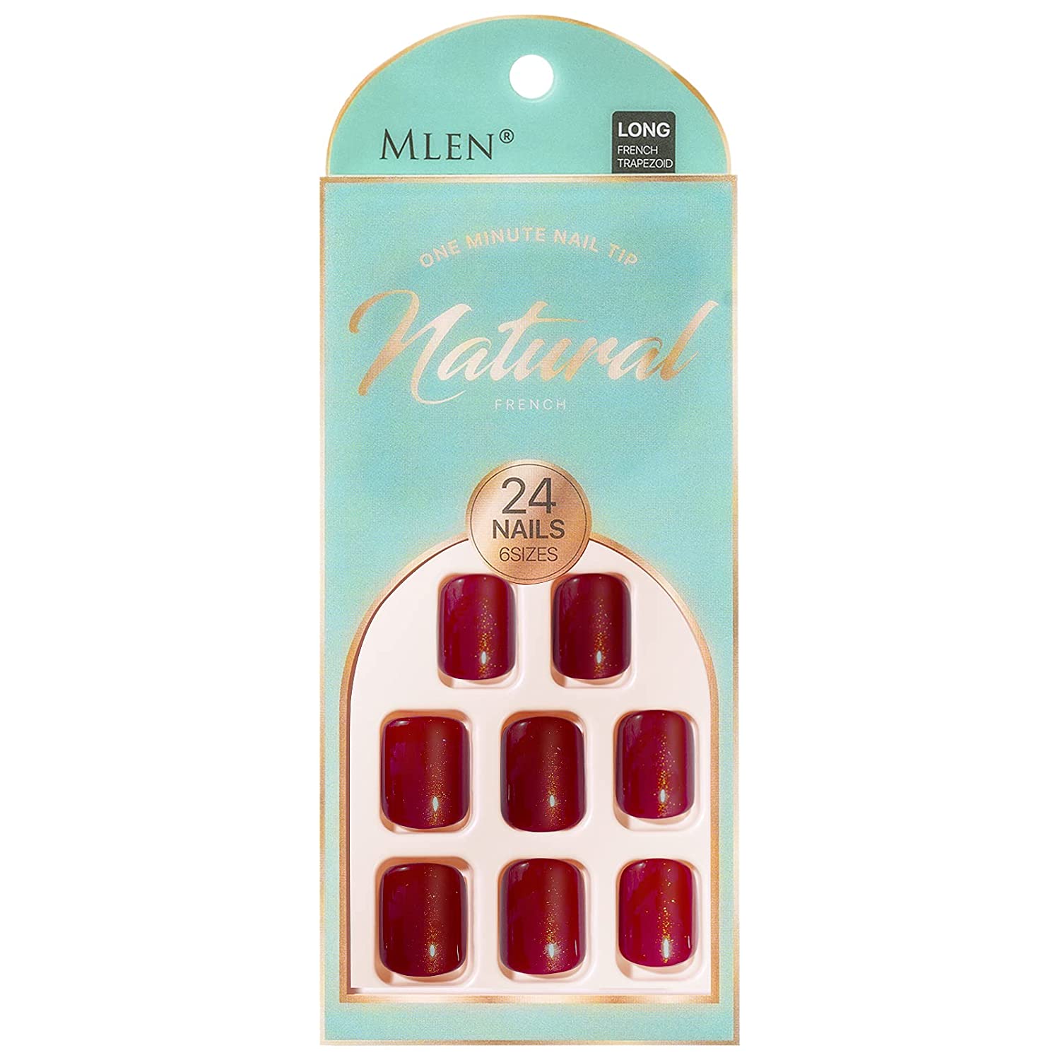 Press On Nails Short French Nails Kit Acrylic Set With Gel Finish Fake Nails For Women Solid Color 24pcs (DARKRED) 24 pcs