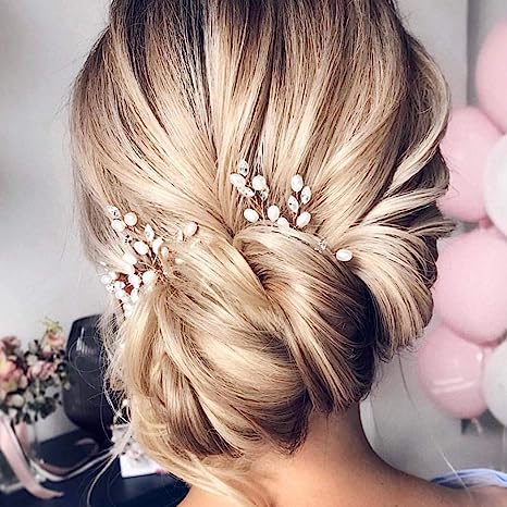 Bridal Hair Pins Flower Bride Headpieces Pearls Hair Clips Crystal Wedding Hair Accessories for Brides and Bride