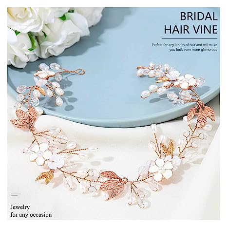 Bride Wedding Hair Vine Pearl Bride Hair Piece Leaf Wedding Headbands Flower Wedding Headpieces