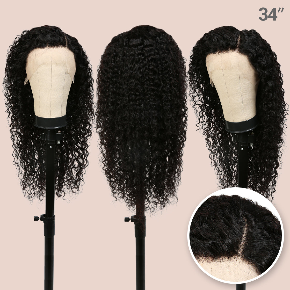 100% Unprocessed Brazilian Virgin Remy Human Hair 13x4 HD Lace Frontal Wig Bohemian Curl 16 Inches  NATURAL 22