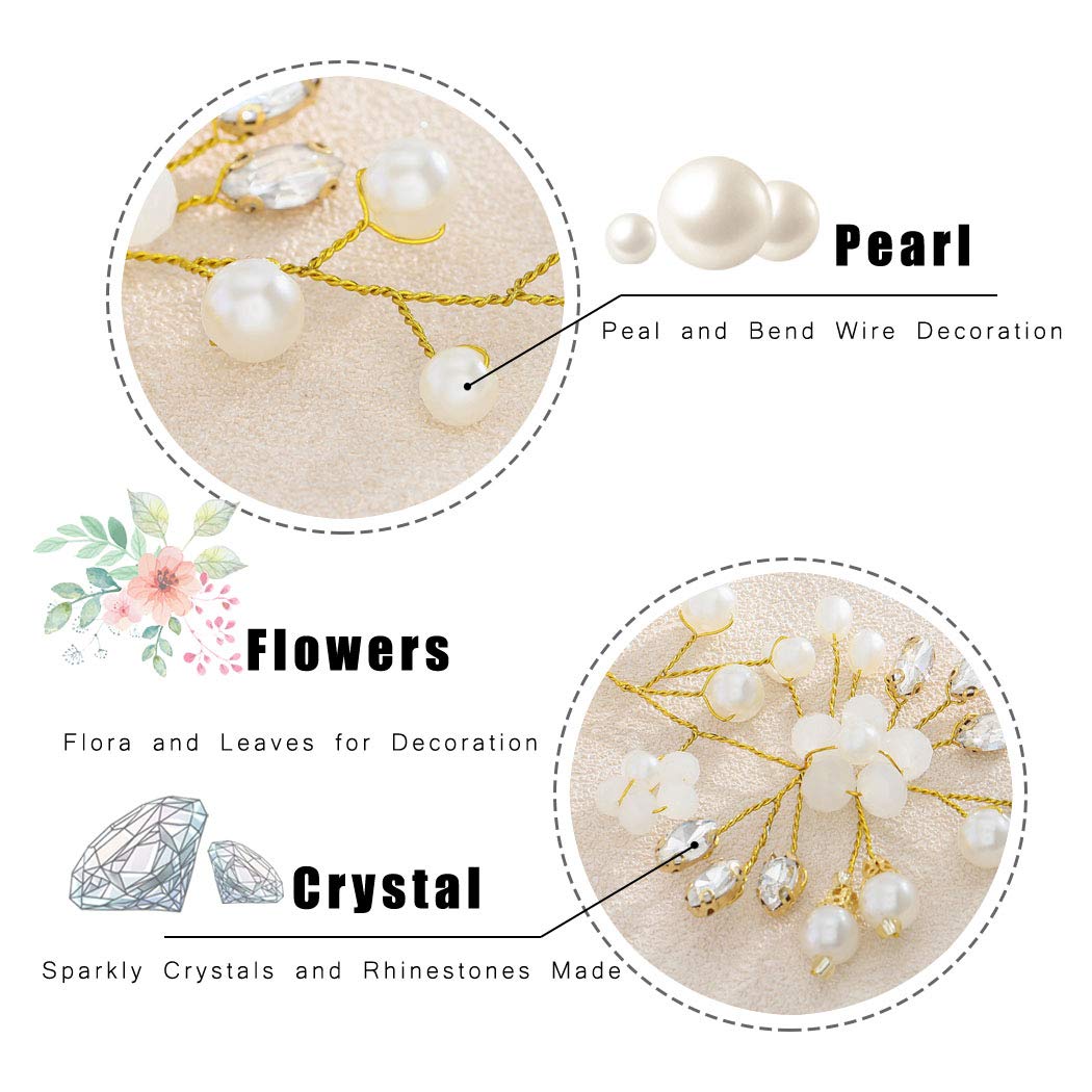 Wedding Crystal Flower Hair Vine Bridal Headpiece Headbands Wedding Hair Accessories for Brides (Silver)