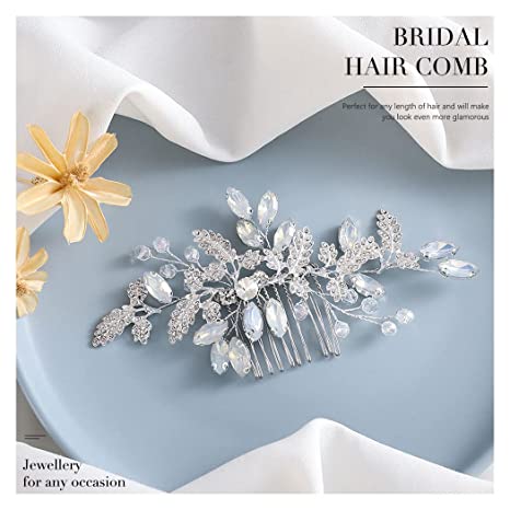 Leaf Wedding Hair Comb Silver