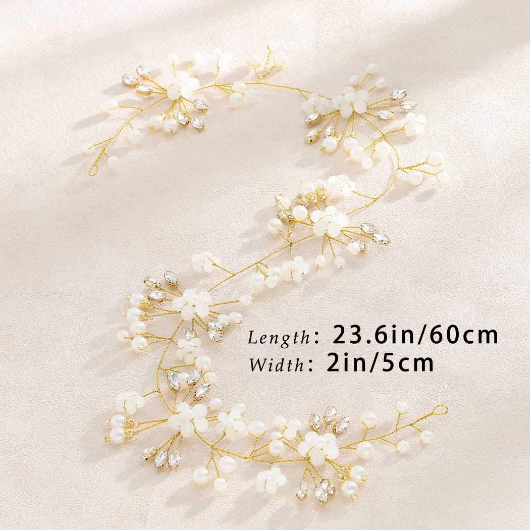 Wedding Crystal Flower Hair Vine Bridal Headpiece Headbands Wedding Hair Accessories for Brides (Silver)