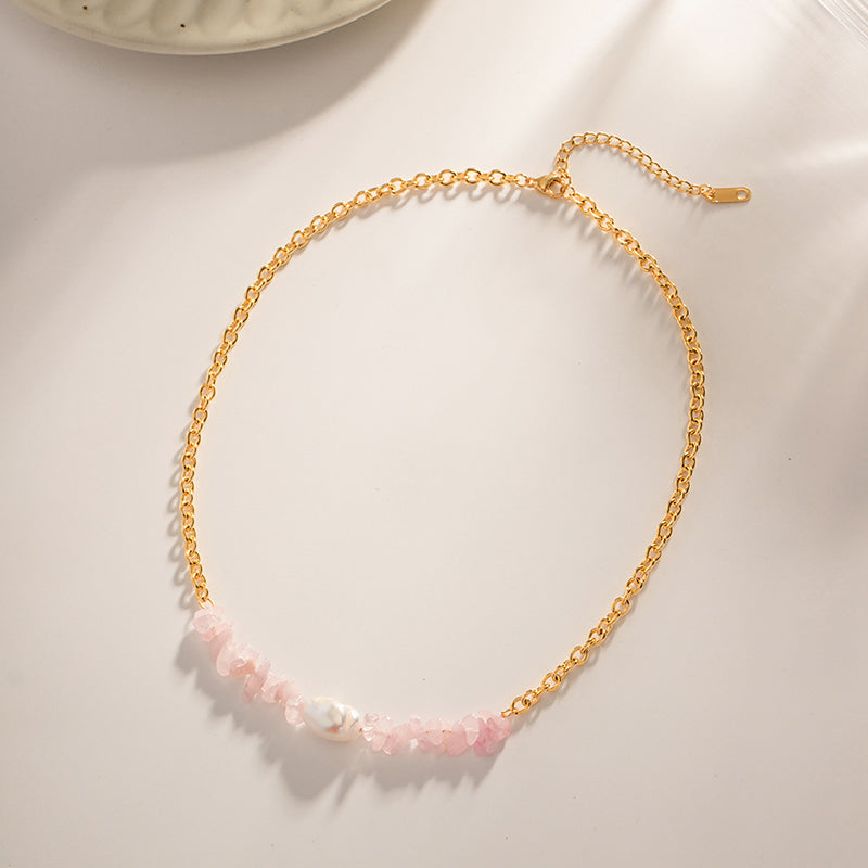 Pink Crystal Baroque Pendant necklace
